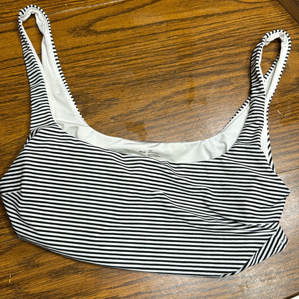Aerie Striped Longline Scoop Bikini Top